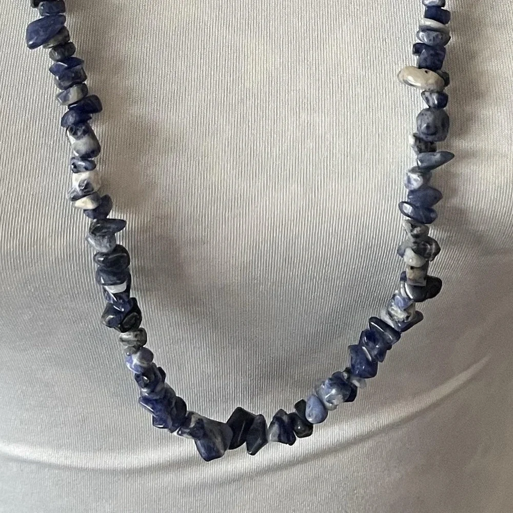 Polished Sodalite Stone Chip Necklace